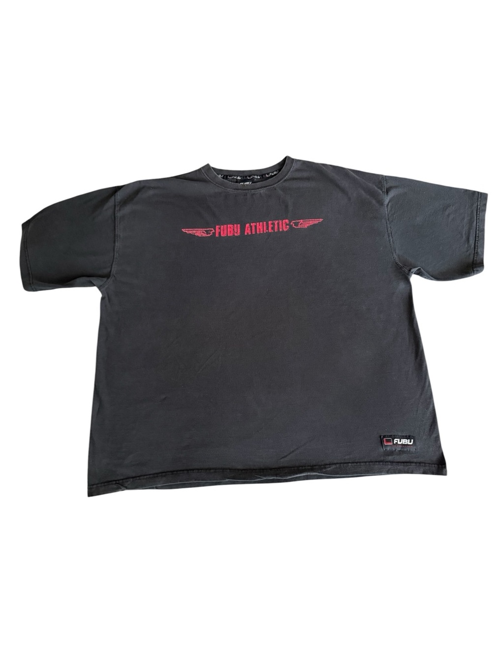 Vintage FUBU Athletic Basketball Graphic T-Shirt Distressed Grunge Faded Blk XXL